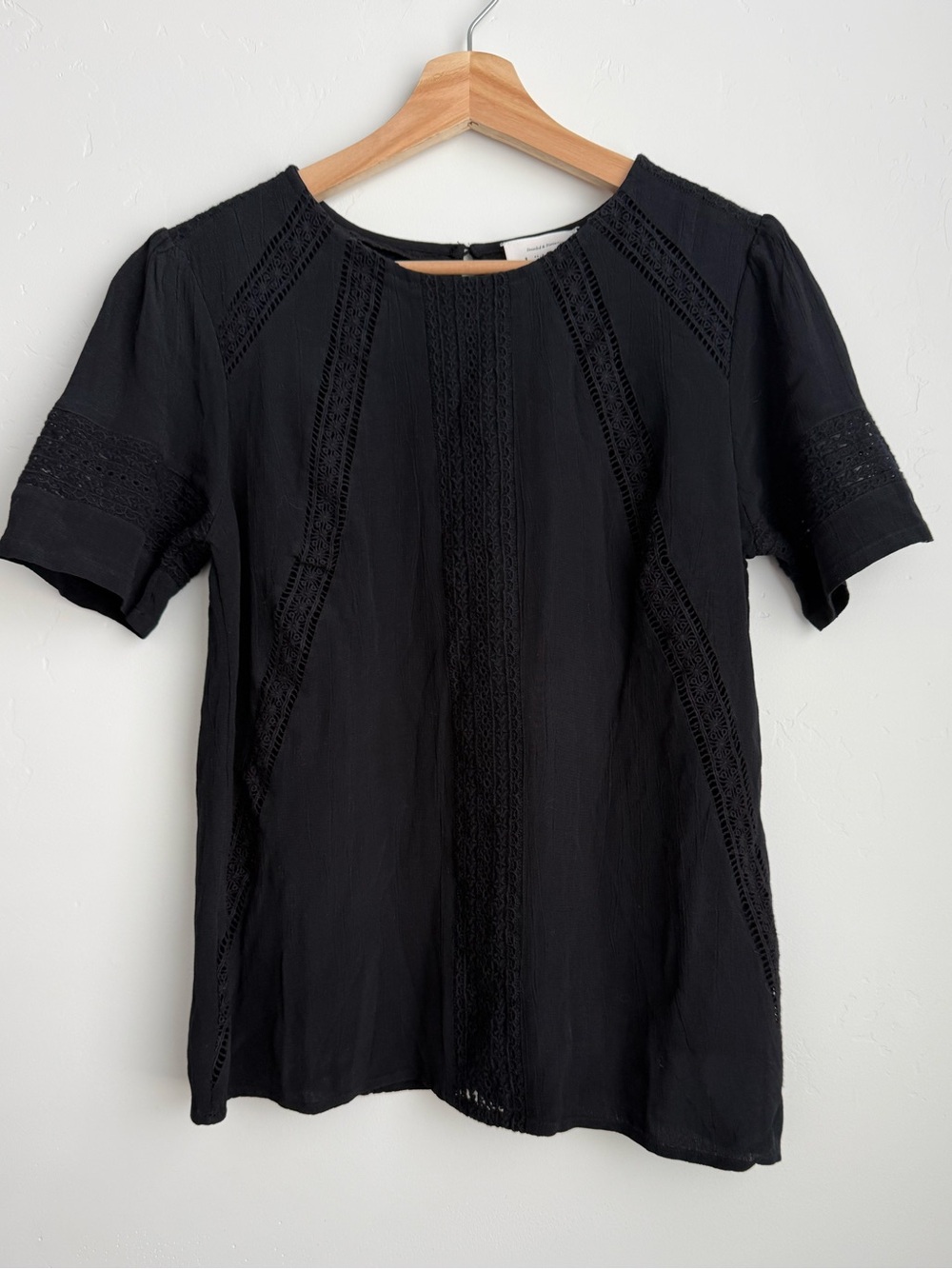 Bohme Lace Detail Top in Black Size Small